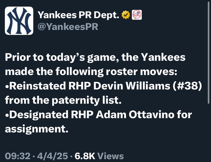 Yankee Roster Moves
